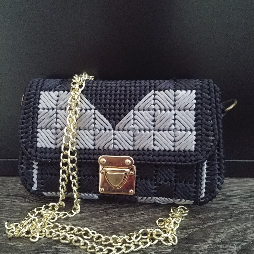 Handmade Plastic Canvas Crossbody Clutch Bag